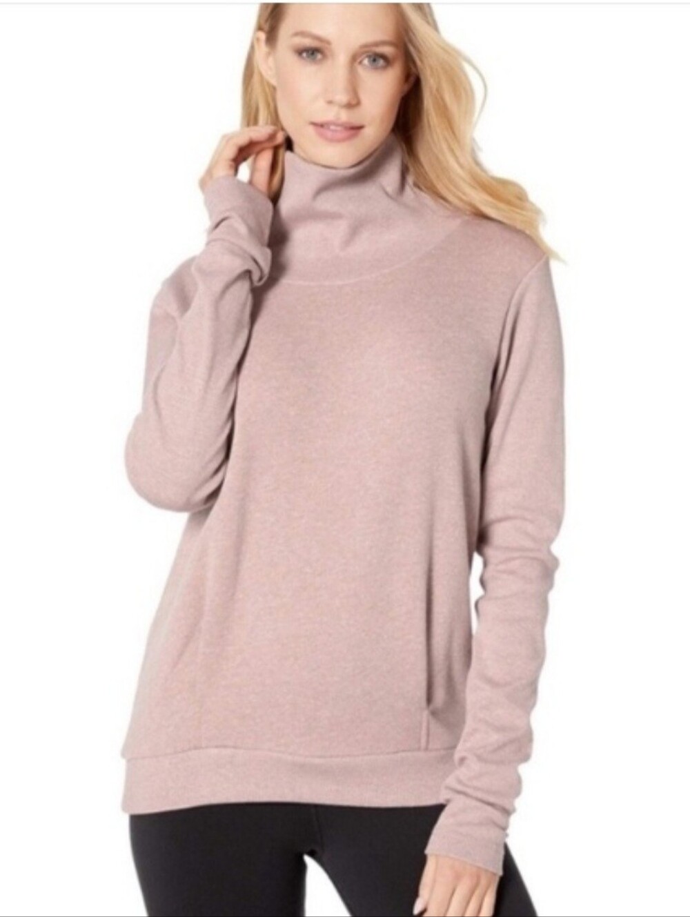 Alo Clarity Turtleneck Pullover Heather Mauve XS